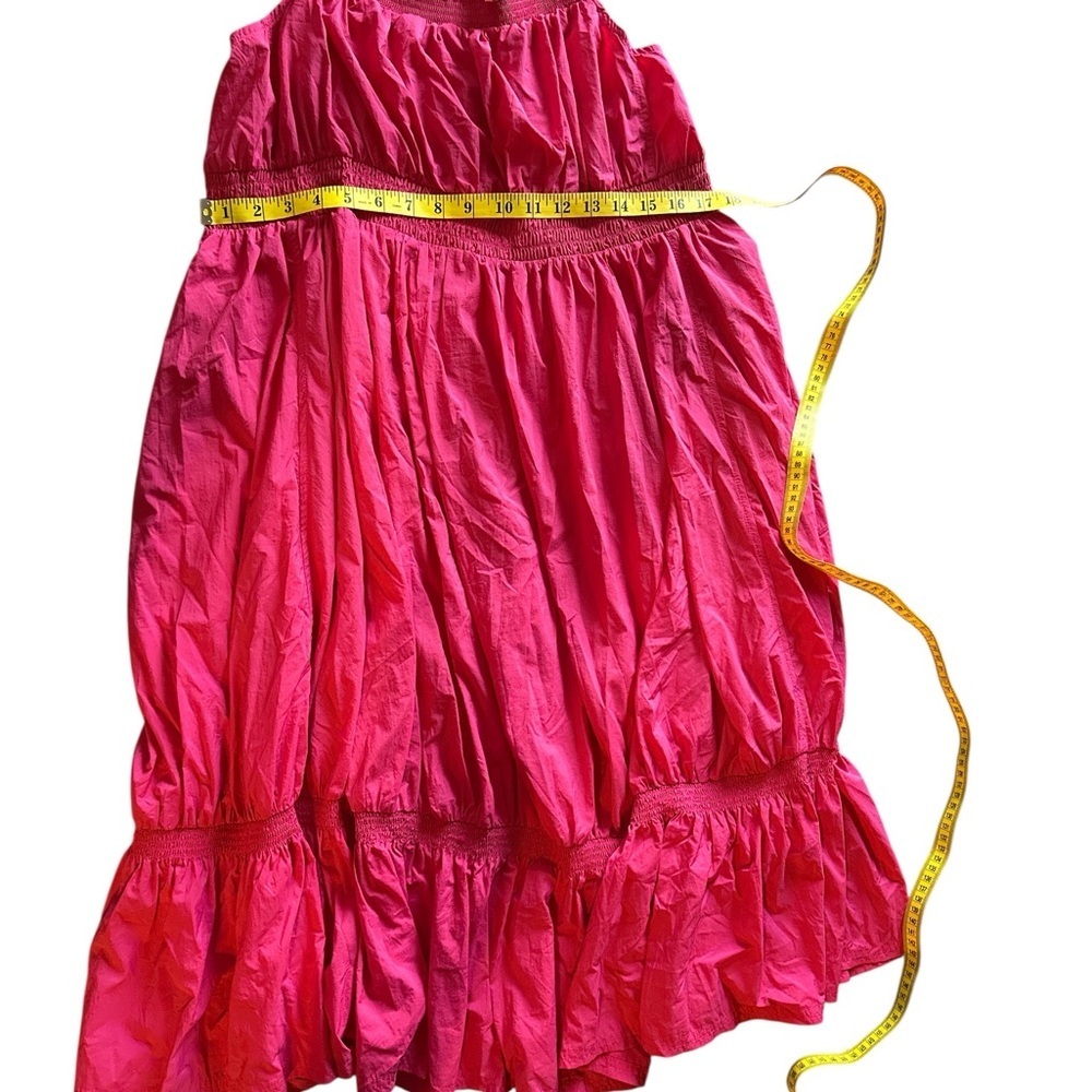 Anthropologie Red Ruched Ruffled Midi Dress - Picture 7 of 9